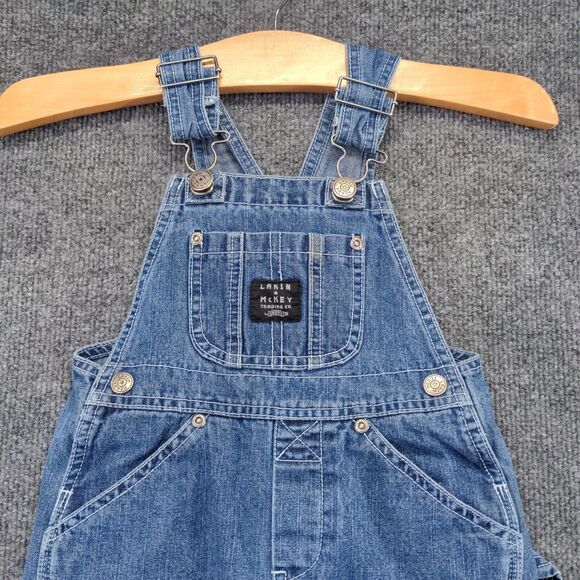 Lakin McKey Toddler Denim Bib Overalls Blue 18M Buckle Carpenter Pocket Cotton - Picture 3 of 12